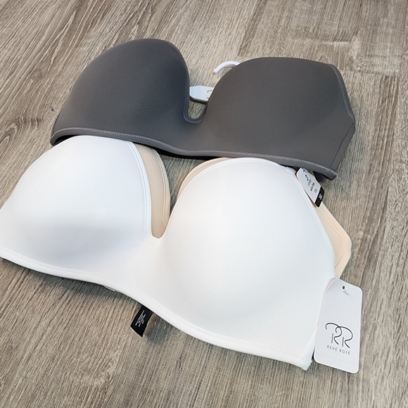 NWT RENE ROFE 3 PC No Underwire Bra Set Gray White Nude 38D - Picture 6 of 6